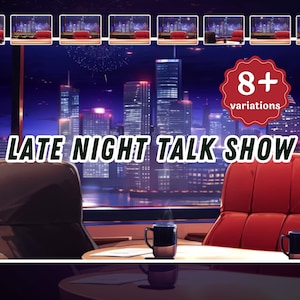 Animated Vtuber Background Twitch Overlay Vtuber Background Twitch Stream Overlay Background Vtuber Assets | Late Night Talk Show