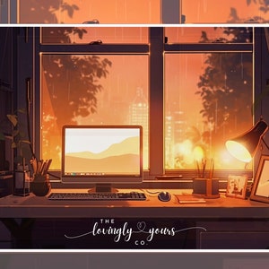 4k Animated Background Vtuber Background Twitch Overlay PNGtuber Background | Lofi Rain Study Room Animated Background | Lofi Sunset