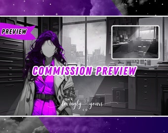 Custom Commission Background Cozy Anime Style Room Detective Vtuber Background Twitch Overlay Seamless Loop | Noir Detective Office | Erin