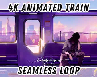 4k Animated Lofi Video Background Cozy Anime Style Study Room Train Vtuber Background Twitch Overlay Seamless Loop