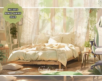 4k Animated Lofi Bedroom Background Cozy Anime Style BOHO Room Vtuber Background Twitch Overlay Seamless Loop