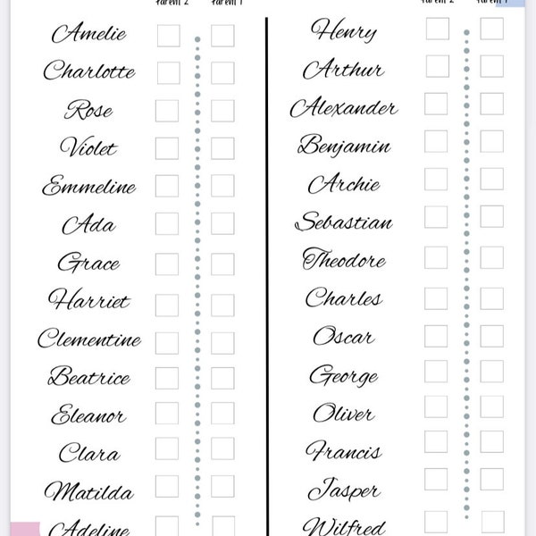 Baby name planner