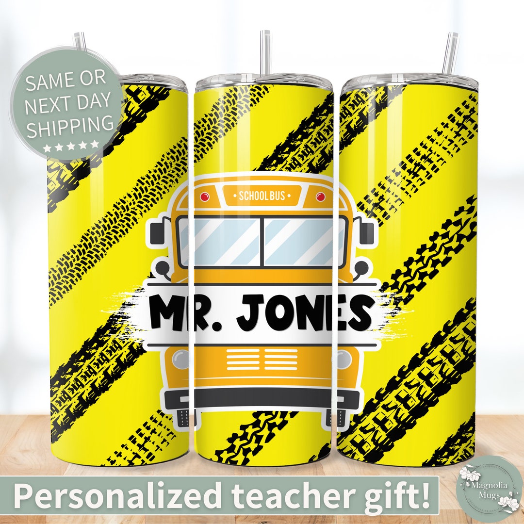 School Bus Personalized With Name Kids Water Bottle Tumblers