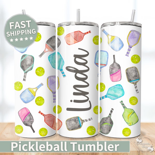 Personalized Pickleball Name Tumbler Gift, Pickleball Water Bottle, Stainless Steel Cup with Pickle Ball Design, Team Pickleball Gifts