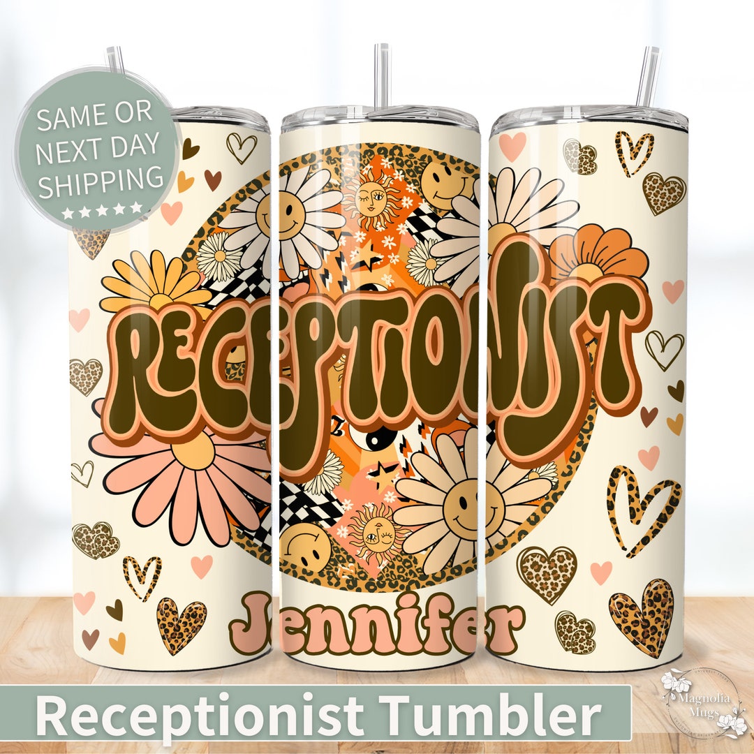 Personalized Receptionist Tumbler, Custom Name Receptionist Coffee Mug