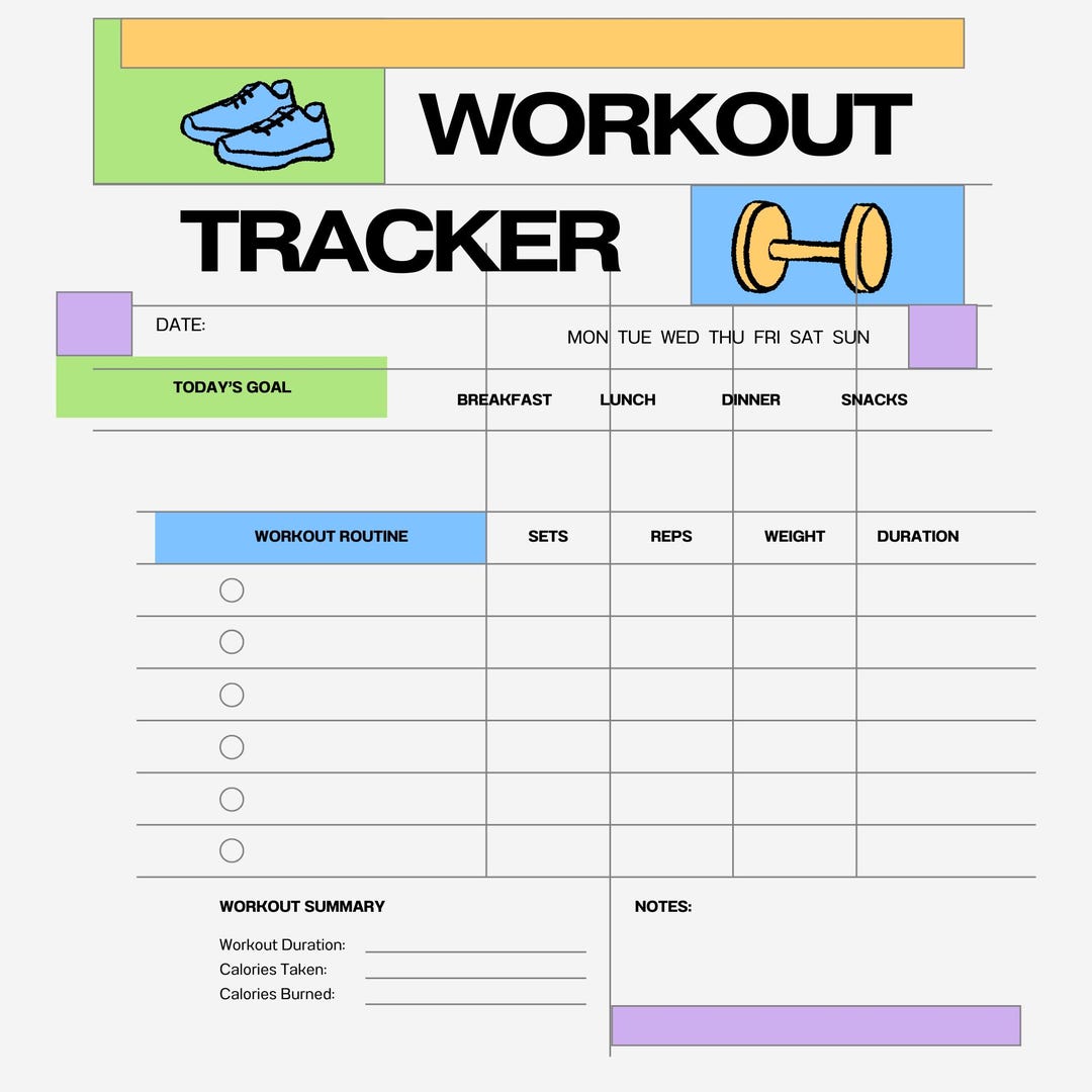 All Digital Workout Planner and Tracker, Weekly Fitness Journal ...