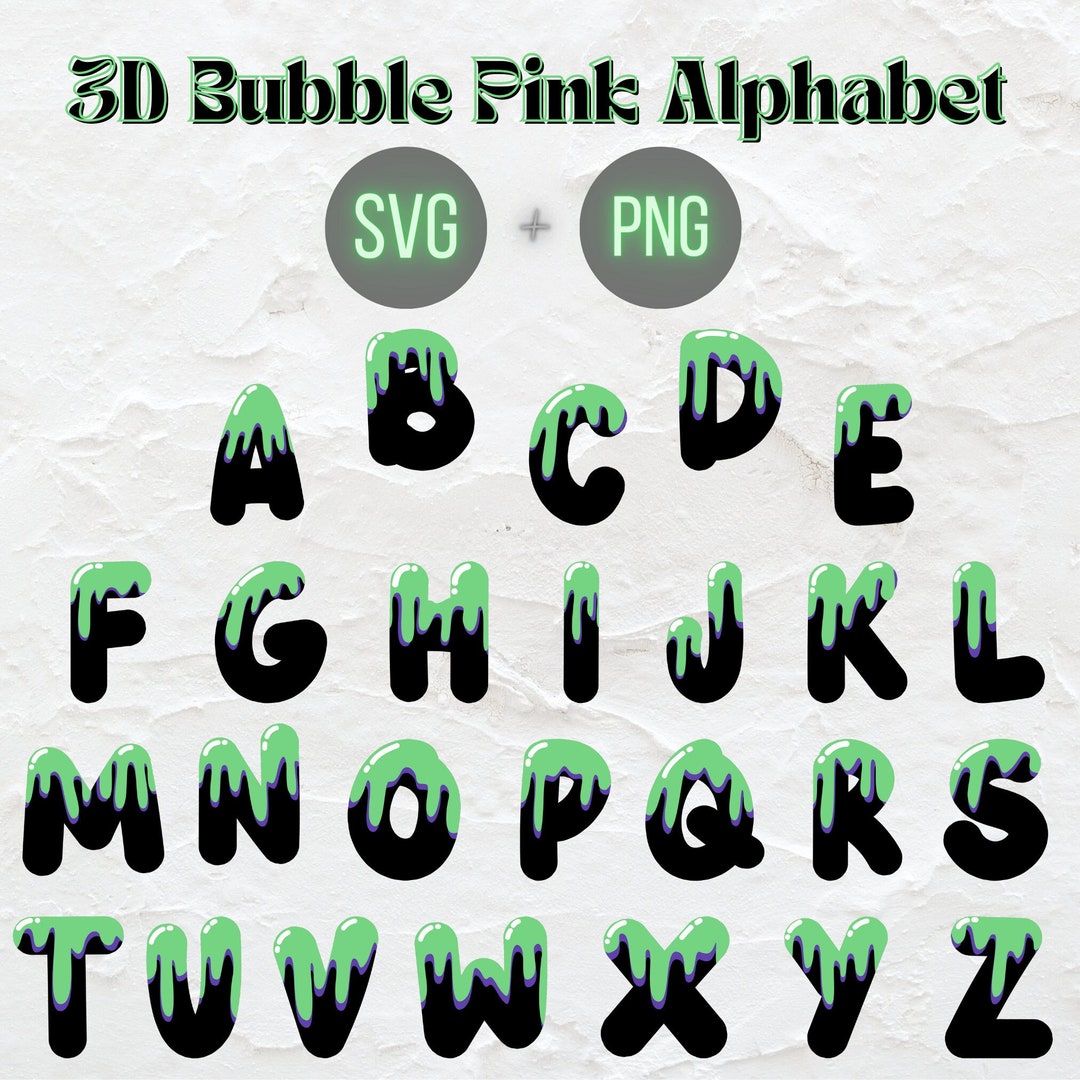 Spooky Font SVG, Gooey Bubble Letters, Halloween Svg, Digital Font