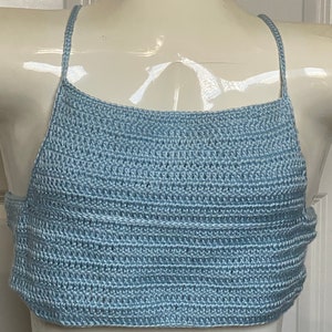 Crop Spagetti Strap Halter Top Crochet Shirt