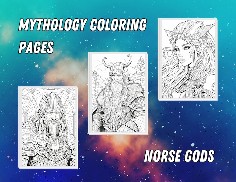 Mythology Coloring Pages Norse Gods - Etsy