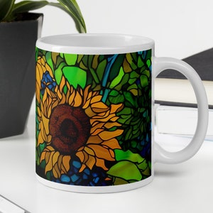 Stained Glass Look Sunflower Coffee Mug Floral Drinkware