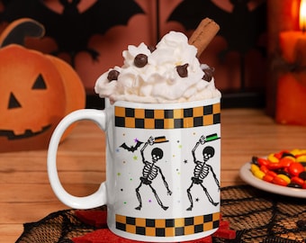 Dancing Skeletons Halloween Coffee Mug, Spooky Gift