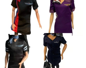 11.5'' Doll Dress Inspired Flight Attendant Uniforms