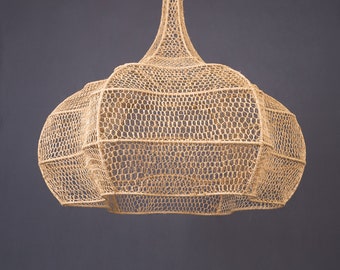 Handmade light suspension natural fiber Raffia pendant lampshade, natural light suspension , cozy home lampshade