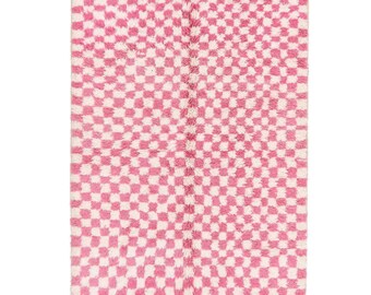 Moroccan Checkered rug pink , checkered area rug, Morrocan area rugs , Pink checkerboard rug