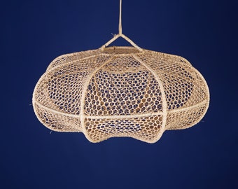 Nuovo stile il lampadario a onda fatto a mano lampada marocchina in rattan Sospensione in vimini naturale, sospensione doum traforata