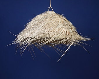 Boho Straw palm fiber UMBRELLA suspension, wicker