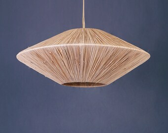 Handmade light suspension natural fiber Raffia pendant lampshade, Raphia light suspension , cozy home lampshade