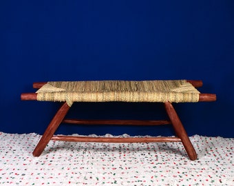 Handmade bench with natural wood, hallway wooden decorative bench