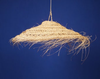 Handmade Umbrella light suspension natural palm fiber pendant lampshade, Parasol light suspension , cozy home lampshade