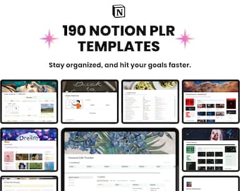 190 Notion Templates & Planners Bundle PLR | Notion life planner, Client Tracker, Finance, Adhd, Daily, Weekly, Travel, Social Media and More