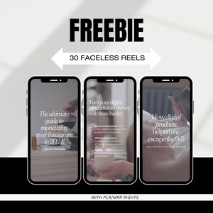 Op de afbeelding: Drie smartphone-schermen die verschillende tips laten zien voor het geld verdienen met digitale producten op Instagram. Het eerste scherm zegt "De ultieme gids voor het geld verdienen met je Instagram in 2024!" Het tweede scherm zegt "Verander je digitale producten in geld met deze hacks!" Het derde scherm zegt "Hoe digitale producten me hebben geholpen om te ontsnappen aan de 9-to-5".