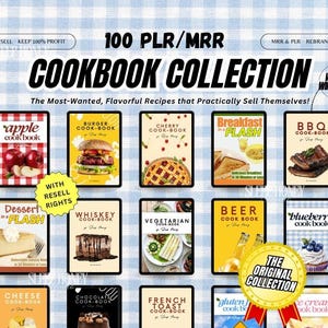 PLR EBOOKS CookBook Bundle/100 Digital CookBook With Resell Rights/Ebook Bundle/Digital Recipe book/Digital Product/Passive Income/MRR/