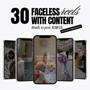 May include: A collage of six smartphone screens displaying various content ideas for social media reels. The text on the screens includes "Selling Digital Products?", "Top Mistakes Newbies Make Selling Digital Products (And How to Avoid Them!)", "You Found the Strategy That Turns Your Content Into Cash", and "10 Reel Hooks for You to Use".