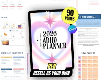 ADHD Planner Digital Printable with Brain Dump, Time Management, Neurodiversity Resources & Sections for Daily Organization | PLR