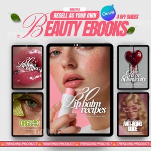PLR EBOOKS Beauty / 4 MRR Canva eBooks /Passive Income/Beauty Course/Wellness Guide/Lead Magnet/Digital Marketing