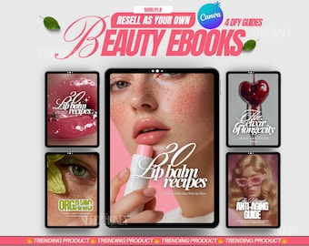 PLR EBOOKS Beauty / 4 MRR Canva eBooks /Passive Income/Beauty Course/Wellness Guide/Lead Magnet/Digital Marketing
