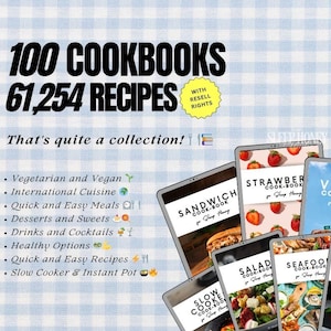 PLR EBOOKS CookBook Bundle/100 Digital CookBook With Resell Rights/Ebook Bundle/Digital Recipe book/Digital Product/Passive Income/MRR/ image 3