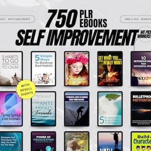 Pakiet PLR EBOOKS Self Improvement/750 książek cyfrowych z prawami do odsprzedaży/Pakiet e-booków/Rozwój osobisty/Produkt cyfrowy Pasywny dochód/MRR
