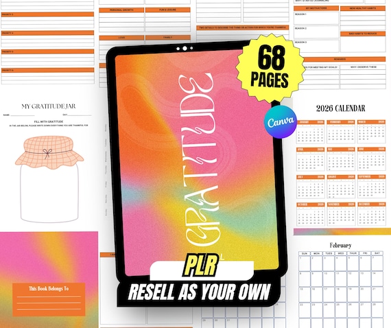 Gratitude & Manifestation Journal | Spiritual Mindfulness Journal, Healing Guide, Holistic Manifestation Planner | PLR Digital Planner