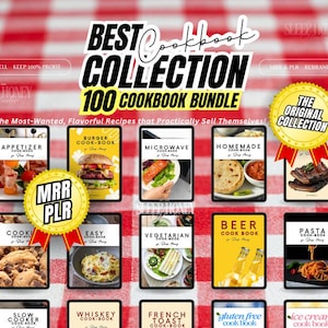 PLR EBOOKS CookBook Bundle/100 Digital CookBook With Resell Rights/Ebook Bundle/Digital Recipe book/Digital Product/Passive Income/MRR/ image 1