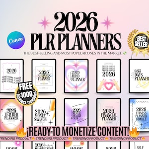 2025-2026 Planner & Journal Bundle/ 26 PLR Digital Planners /Canva Templates /Digital Product Passive Income/MRR/Wellness, Budget and More.