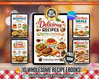 Bundel van 10 PLR-recepten-e-books | Digitaal receptenboek, suikervrije dessertrecepten, gezonde recepten, makkelijk ontbijt, lactosevrije MRR + PLR