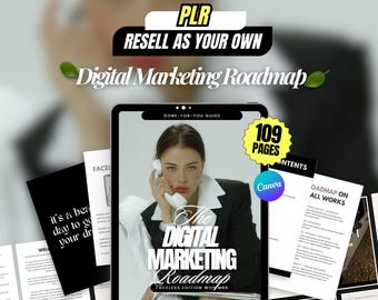 Digital Marketing Roadmap Ebook PLR MRR | Done-for-You Canva Template | Resell Rights | Passive Income Online