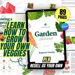 Garden Planner & Growing Guide for Beginners | Vegetable Garden Planner | Printable Digital Planner PLR MRR | Horticulture Journal