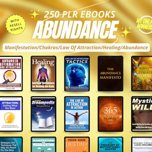 PLR EBOOKS Manifestation & Abundance Bundle/250 Spiritual eBooks/Law of Attraction,Chakras,Healing/Money Manifestation/Manifesting Love.