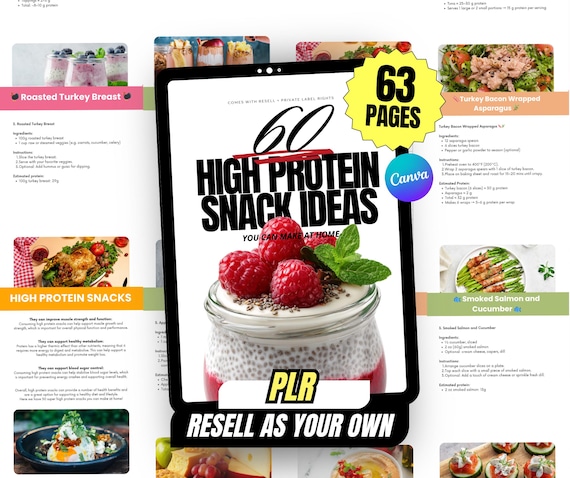 High Protein Recipes: 60 Snack Recipes with Ingredients, Instructions & Protein Info | Fitness Ebook, Diet Plan, Digital Recipe Book