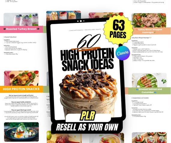 High Protein Recipes: 60 Snack Recipes with Ingredients, Instructions & Protein Info | Fitness Ebook, Diet Plan, Digital Recipe Book
