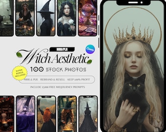 Stock Images WITCHY Theme /100 Witch Aesthetic Images /MRR/Ai Images For Social Media/ Aesthetic Halloween