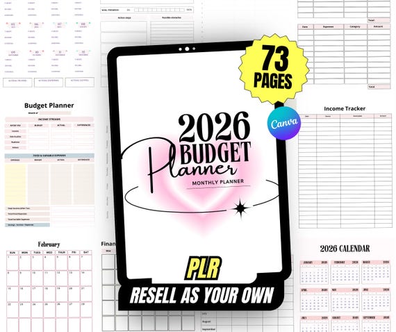 Budget Planner & Finance Planner | Weekly Budget Planner, Savings Tracker, Bill Tracker, Budget Templates | Canva PLR Digital Planner Book