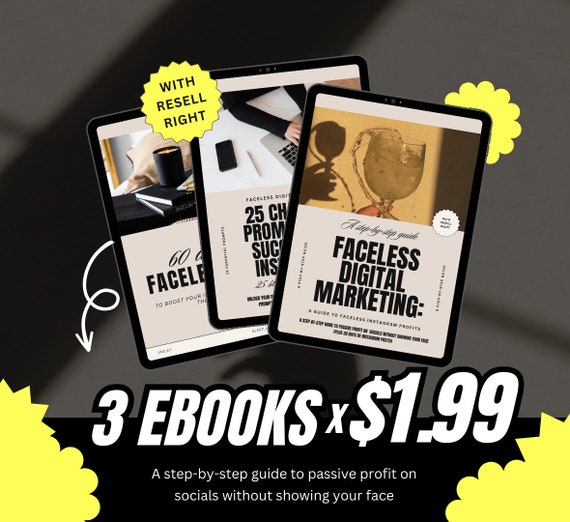 Faceless Marketing eBooks: Guide to Boost Instagram Profits with Unique Content Ideas Grow Your Social Media Strategy, MRR PLR.