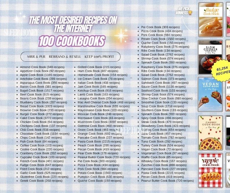 PLR EBOOKS CookBook Bundle/100 Digital CookBook With Resell Rights/Ebook Bundle/Digital Recipe book/Digital Product/Passive Income/MRR/ image 4