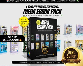 MEGA PLR EBOOK Pack/1500 Digital Books With Resell Rights/Ebook Bundle+Planners,Journals&Trackers/Lead Magnet/Digital Product Passive Income