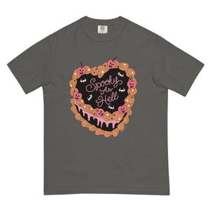 Comfort Colors Halloween Tee, Heart Shaped Cake Design, Cutesy Halloween Tshirt, Spooky As Hell