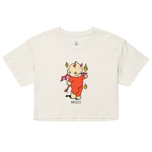 Zodiac Kewpie Tshirt, Zodiac Crop Tee, Devil Kewpie Design, Halloween Zodiac