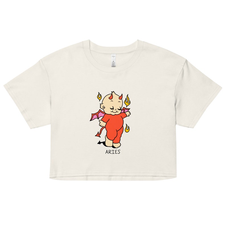 Zodiac Kewpie Tshirt, Zodiac Crop Tee, Devil Kewpie Design, Halloween Zodiac