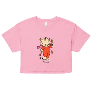 Zodiac Kewpie Tshirt, Zodiac Crop Tee, Devil Kewpie Design, Halloween Zodiac